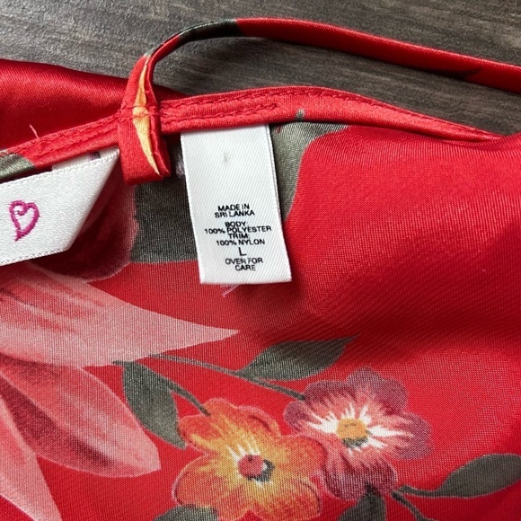 VTG Victoria’s Secret Satin Floral Slip Dress in Red/Orange Sz L - Picture 9 of 9